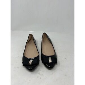 Cadence 23 Shiny Black Flats, Women's 7